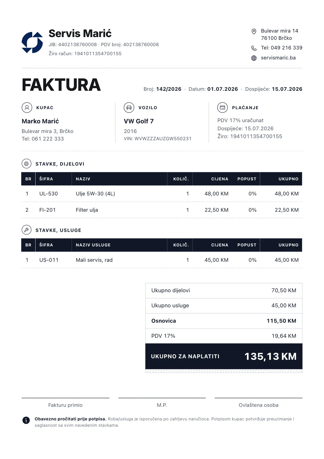 Faktura, dizajn Moderno